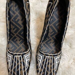 Fendi Brown and Black Patterned Heels